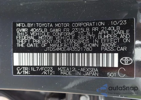 2024 Toyota Corolla Se from USA, damaged, VIN JTDS4MCE4R3521780